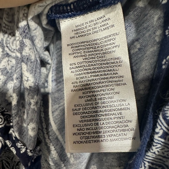 LAUREN Ralph Lauren Summer Racerback White & Blue Bandana Print Dress Large - Picture 4 of 5